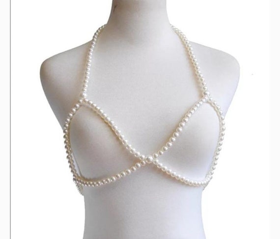 Unique Pearl Bra Body Chain Pearl Vest Designed Pearl Body Suit