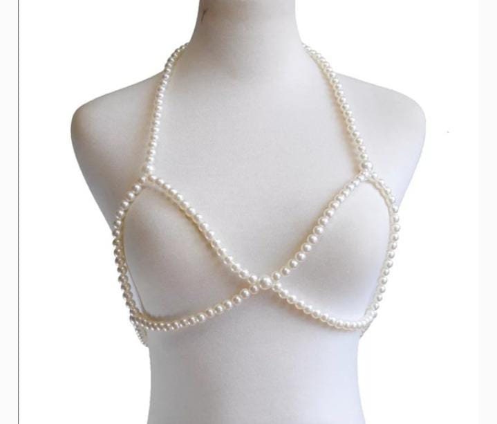 Unique Pearl Bra Body Chain Pearl Vest Designed Pearl Body Suit Pearl  Necklace Suit Body Jewelry Women's Gift for Her FREE SHIPPING 