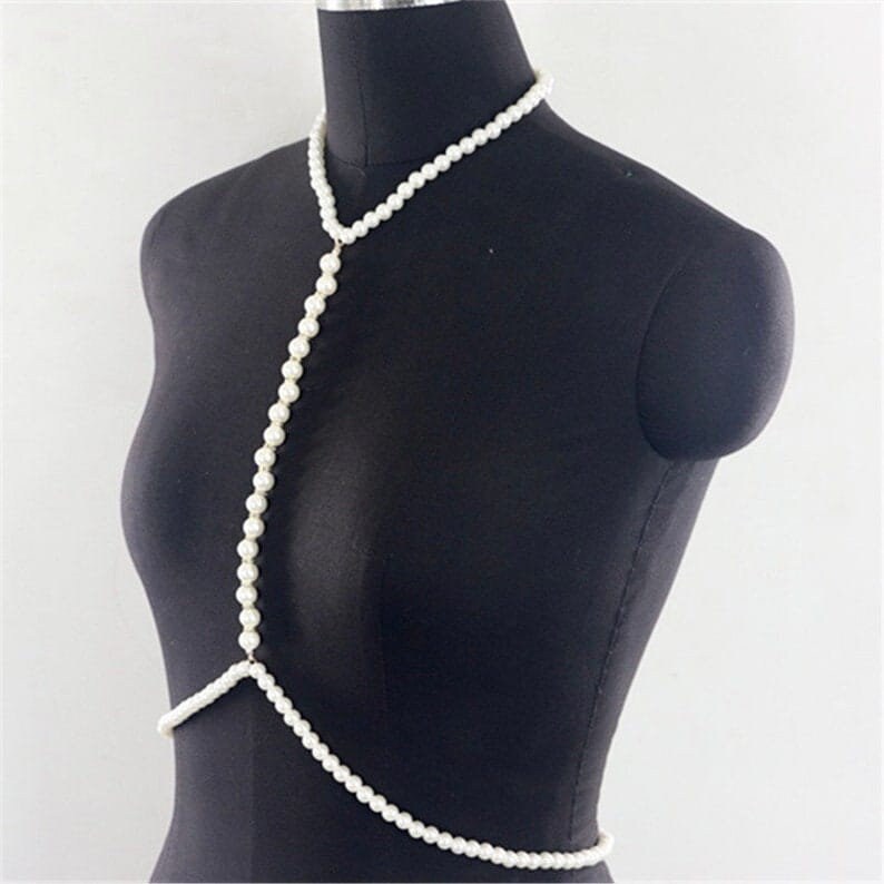 Pearl Chest Body Chain Necklace & Waist Chain Bra Chain Etsy