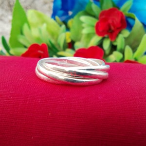 5 anneaux à rouler en argent sterling 925, anneaux multi-rangs, bague faite main, anneau entrelacé, bague tendance, prêt à expédier