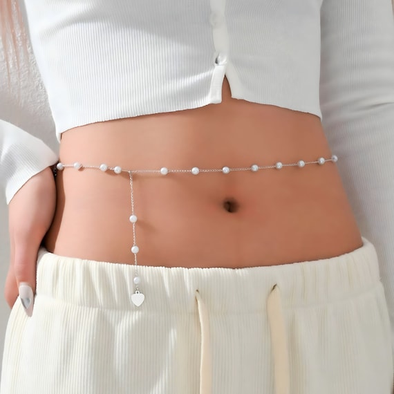 Gioiello Corpo Perline Spiaggia Catena Vita Argento Boho Con Perline - Gioiello Body Jewelry Per Donne Body Chain Boho - 8