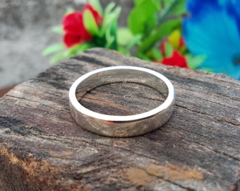 Sterling Silver 4mm Flat Wedding Band: Simple Unisex Ring