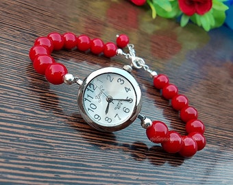 Vintage Lucoral Gold Tone Metal With Pearls Women Watch  display picture 3