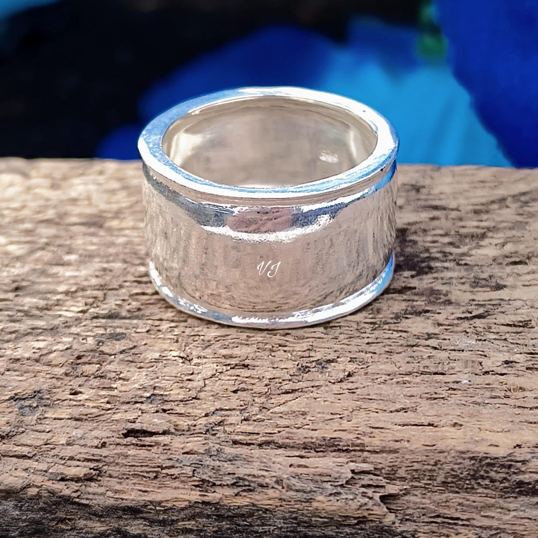 Wide Sterling Silver Band Ring: Adjustable Unisex Minimalist Jewelry - Etsy