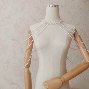 Pearl body Chain Bridal Body Jewelry Pearl Body Chain Bra,Shoulder Necklaces Bra, Pearl Cape Bikini Wedding Jewelry Gift For Her image 3