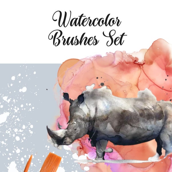 Photoshop Brushes Set | Watercolor and Wet Media | Watercolour Brushes Photoshop