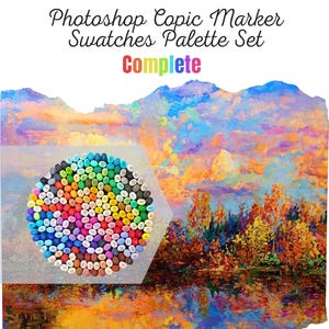 357 campioni di colore Photoshop + 4 pennelli e tabella PDF – Palette completa con colori complementari / Strumenti di arte digitale per creativi