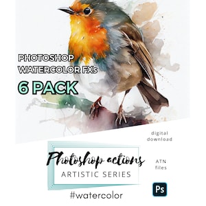 6 akwarelowych efektów Photoshopa – pakiet artystycznych akcji z pędzlami i teksturami do kreatywnych efektów fotograficznych