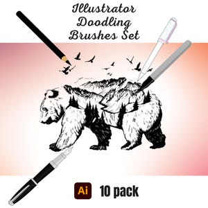 Pinceaux à griffonner Illustrator | Ensemble de pinceaux vectoriels pour Illustrator | Brosses vectorielles AI Styles graphiques | Téléchargement instantané