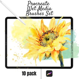 Procreate Wet Media Brushes | Watercolour Brush Set for Ipad | Procreate Aquarelle Stamps | Instant download
