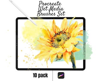 Procreate Wet Media Brushes | Watercolour Brush Set for Ipad | Procreate Aquarelle Stamps | Instant download