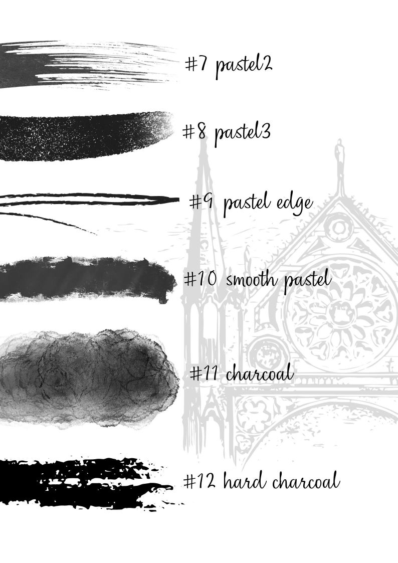 Brushes Set Pencil Texture Pastel Pencil Brushes Etsy