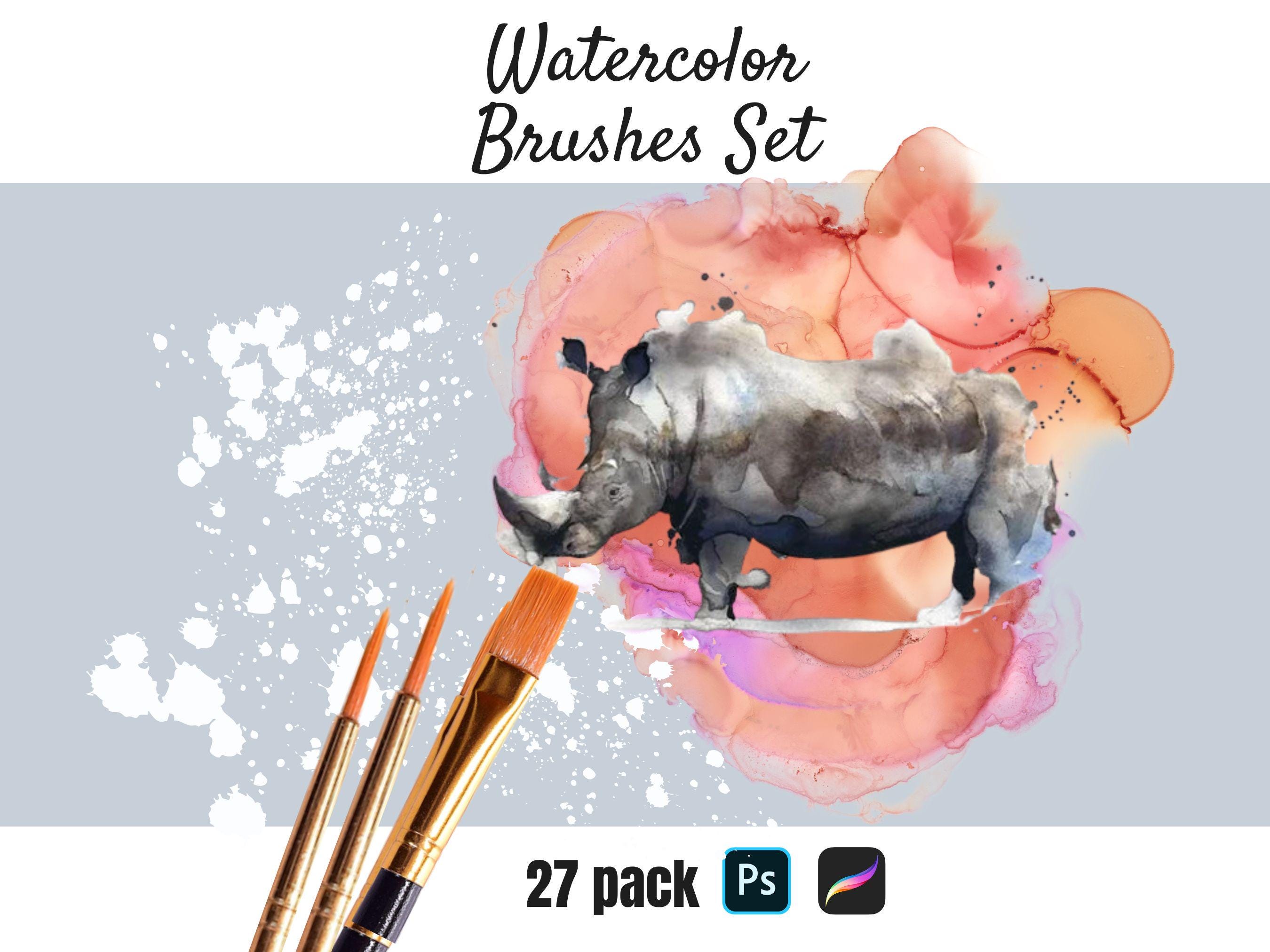 27 Watercolor Photoshop Brushes – Soft Painterly FX for Artists, Illustrators & Branding Projects