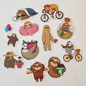 Cartoon Sloth Stickers 10 Pack - Etsy