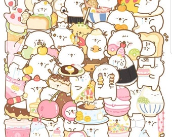 Lindo oso y pegatinas de comida 10 pack