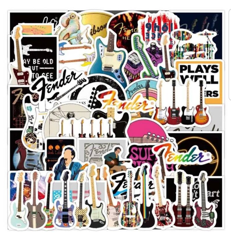 Guitar Stickers 10 Pack Etsy