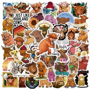 Highland Cow Stickers Pack of 10