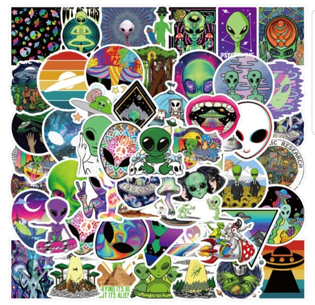 Alien Stickers Pack of 10 - Etsy