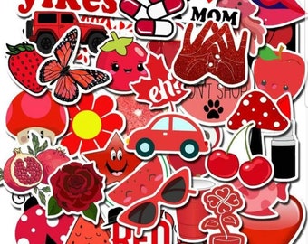 Pack de Pegatinas Estéticas Rojas de 10