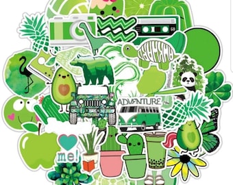 Pack de pegatinas estéticas verdes de 10