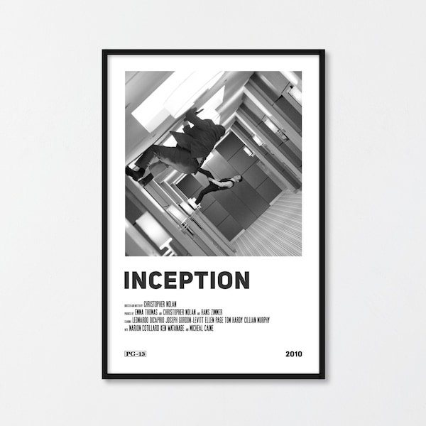 Inception Movie Poster | Minimalist Movie Poster | Christopher Nolan | Joseph Gordon-Levitt | Wall Art | Black and White