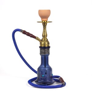 Mini Cast Hookah with Engraved Glass Base – 37cm Durable Shisha with Artistic Design