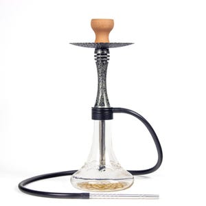 Stainless Steel Carbon Hookah with Gold Engraved Glass – Premium Shisha Pipe