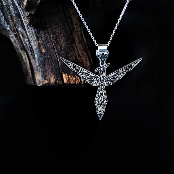 Silver 925 Phoenix Necklace, Silver Minimalist Pendant, Woman Pendant, Silver Men Necklace, Unisex Minimalist Pendant, Mythology Pendant
