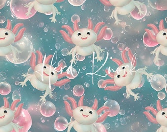 Axolotl Seamless Pattern, Amphibien Stoffdesign (Digitaler Download)