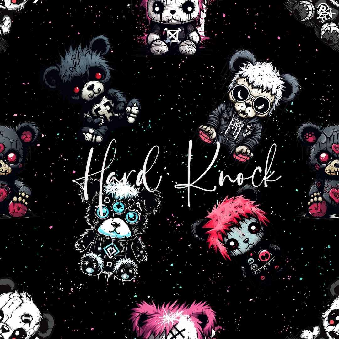 Emo Teddy Seamless Pattern: PNG & Tiled File (digital Download) - Etsy