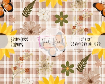 Motif floral sans couture d'automne : conception de tissu d'automne (téléchargement numérique, 12 x 12 PNG/PSD