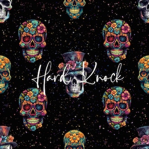Floral Sugar Skulls Seamless Pattern (Digital Download)