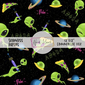 Aliens Seamless Pattern: Space Theme (Digital Download)