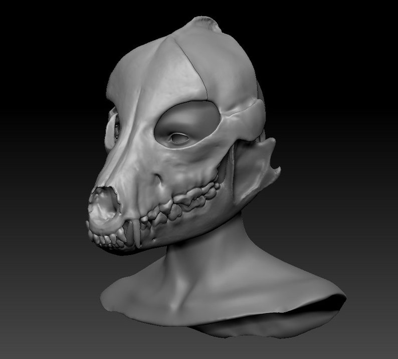 Wolf skull/skulldog STL 3d-model headbase 3d-model kit image 2