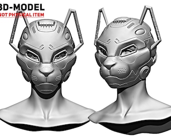 Cybercat helmet STL 3D model for print