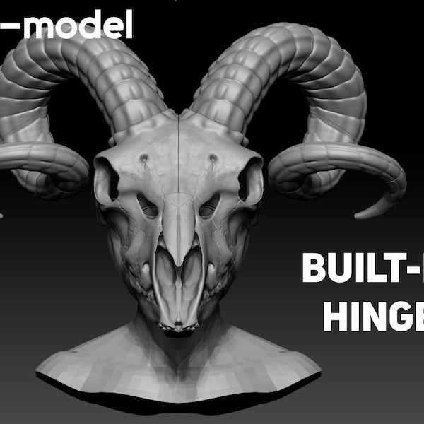 Ram skull 3D model set for printing