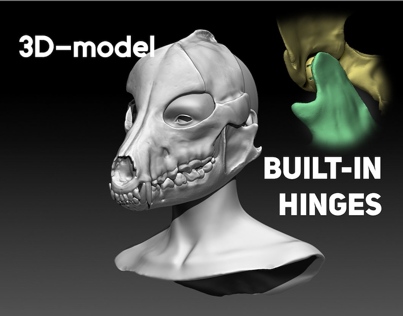 Wolf skull/skulldog STL 3d-model headbase 3d-model kit image 1