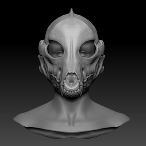 Wolf skull/skulldog STL 3d-model headbase 3d-model kit image 3