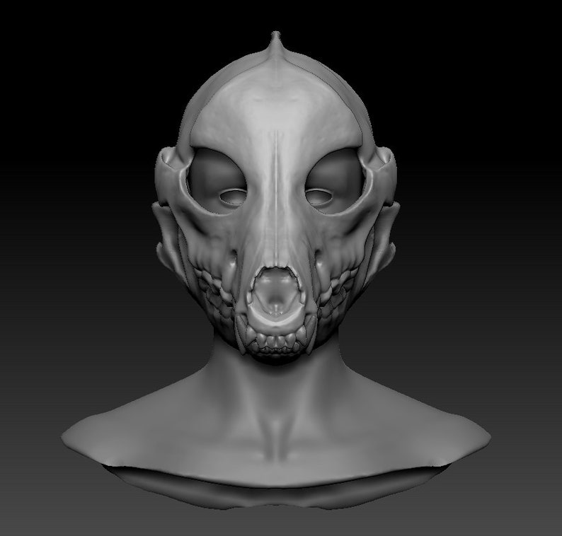 Wolf skull/skulldog STL 3d-model headbase 3d-model kit image 3