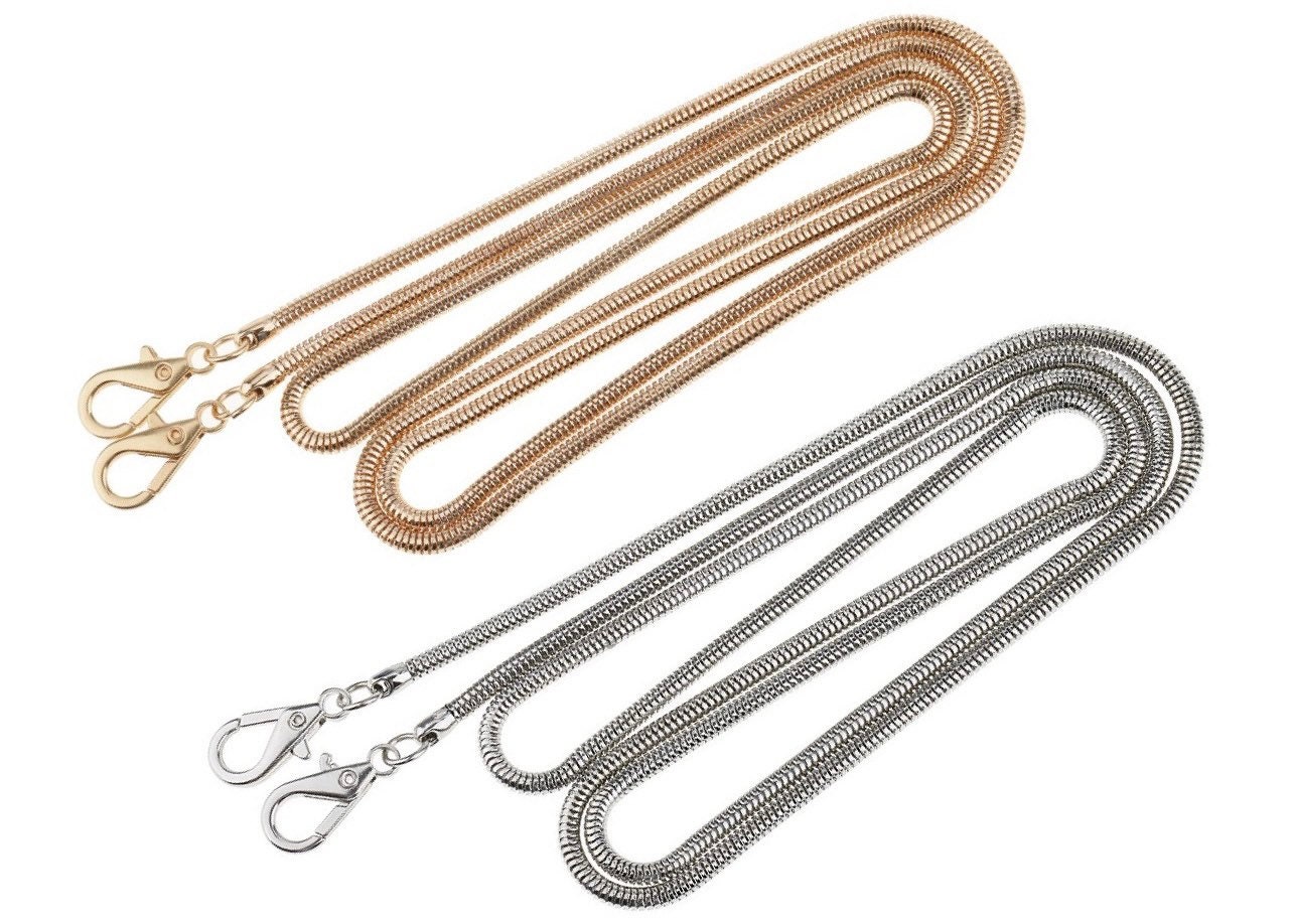 Rygai Bag Shoulder Strap Long Snap Hook Clip Black/Golden/Silver Metal Bag Accessories Crossbody Bag Handbag Snake Bone Chain for Daily,Antique Gold