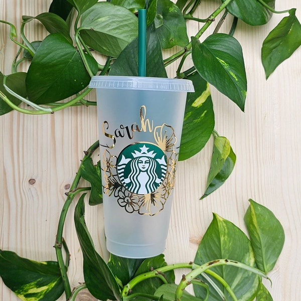 Starbucks Becher Cold Cup 700 ml "Blumen personalisiert"