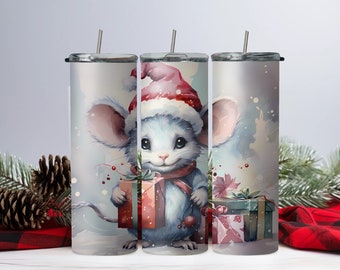 Thermobecher / Tumbler "Weihnachtsmaus" Personalisiertes Geschenk