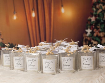 Personalised Candle Wedding Favor for Guests | Unique Fancy Design Bridal Shower Candle Favors for Guests | Custom Wedding Candle  |