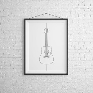 Guitar Line Art | Instant Digital Download | Minimalist Ready-to-Print Artwork