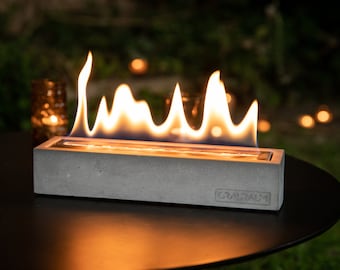 Tischkamin: Indoor & Outdoor Kaminfeuer - 30cmx8cmx6cm Beton Tischfeuer für Wohnzimmertisch und Garten