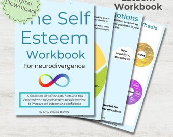 Self Esteem Workbook for Neurodivergence | Digital Download | 36 page workbook with worksheets and exercises to boost self esteem