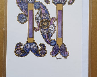 Celtic N - Printed Greeting Card