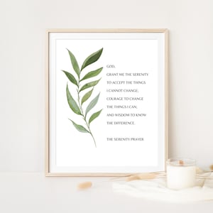 The Serenity Prayer Wall Art, Christliches Gebet Wandkunst, Botanische Schrift Wandkunst Druck, Bibel Poster Druck, Digitaler Download
