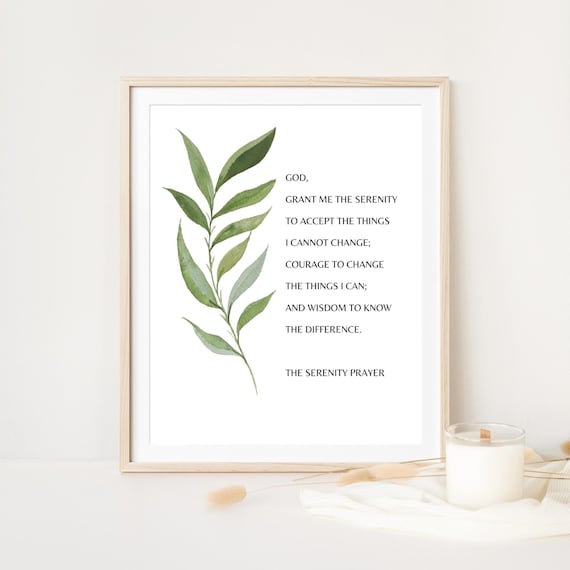 The Serenity Prayer Wall Art, Christian Prayer Wall Art, Botanical Scripture Wall Art Print, Bible Poster Print, Digital Download