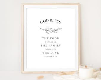 God Bless the Food Before Us, Dining Room Wall Art, Christian Farmhouse Dining Room, Home Wall Decor, Kitchen Minimalist Wall Decor